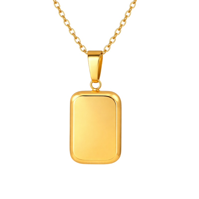 Small Rounded Square Pendant Necklace