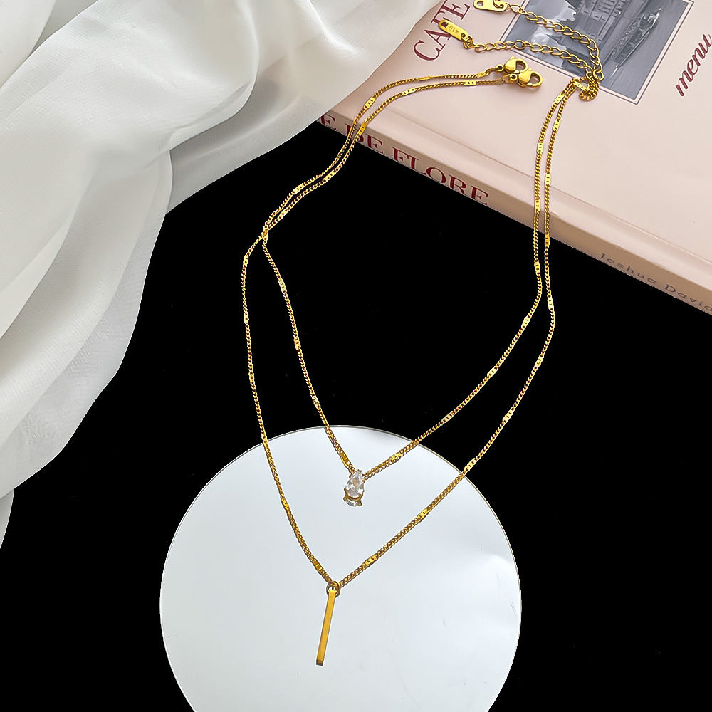 Solitaire Layered Pendant Necklace