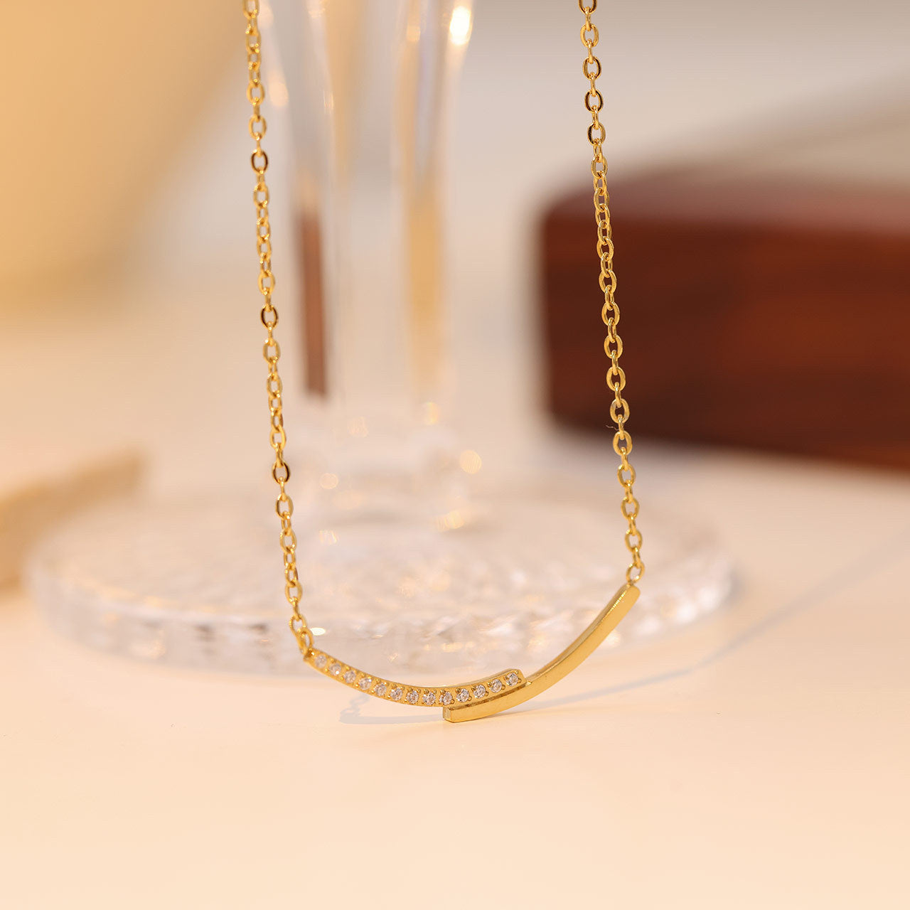 Aurelia Crystal Curve Necklace