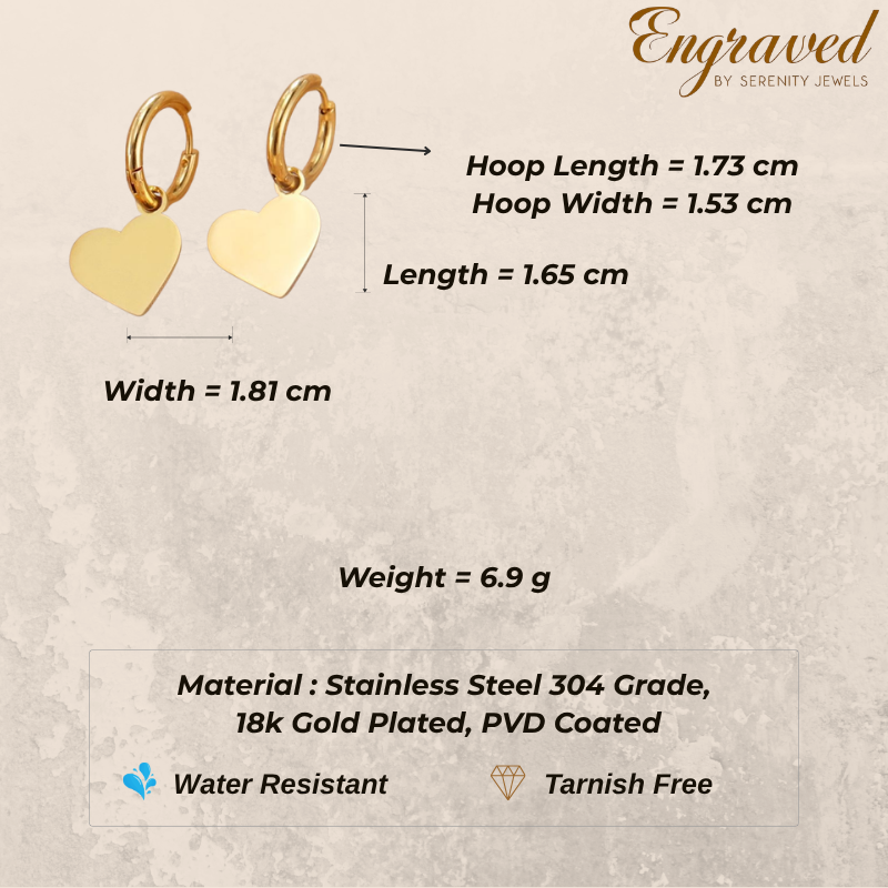 Eva Heart Hoops Earrings (PAIR)