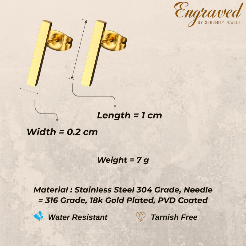 Eva Small Bar Stud Earrings (PAIR)