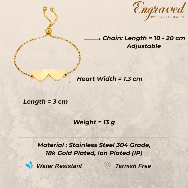 Duo Heart Adjustable Bracelet