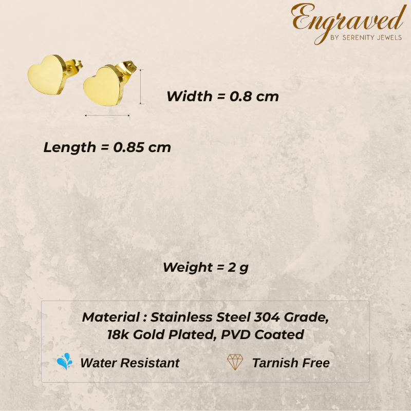 Eva Small Heart Stud Earrings (PAIR)