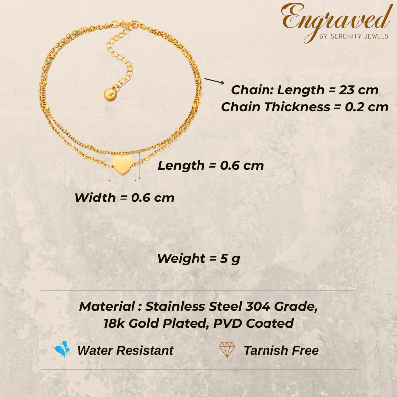 Layered Heart Chain Anklet
