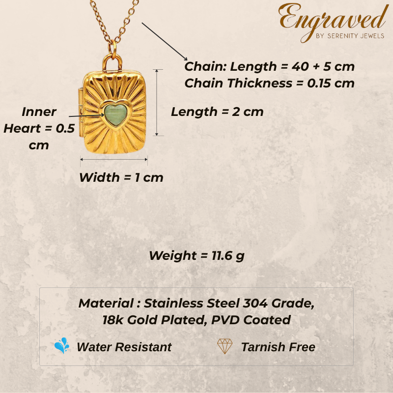 Solara Heart Square Locket Necklace