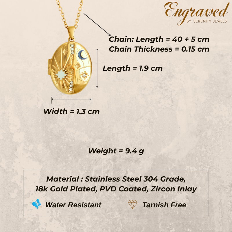 Sun & Moon Oval Locket Necklace
