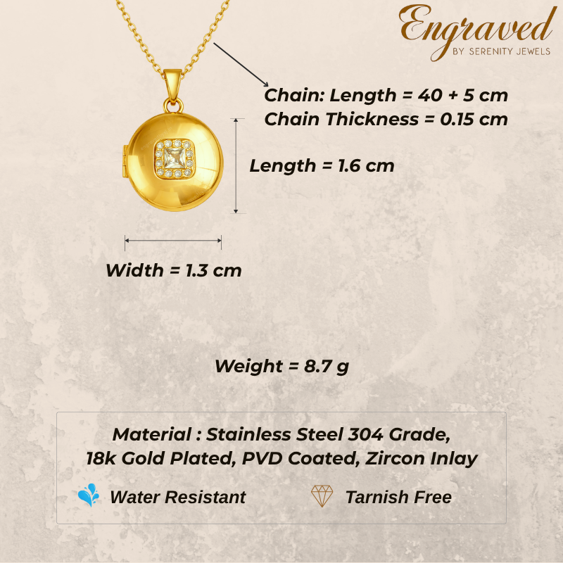 Mini Round Crystal Locket Necklace