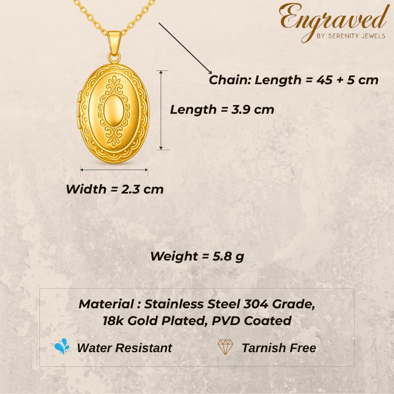Vintage Mirror Oval Locket Necklace