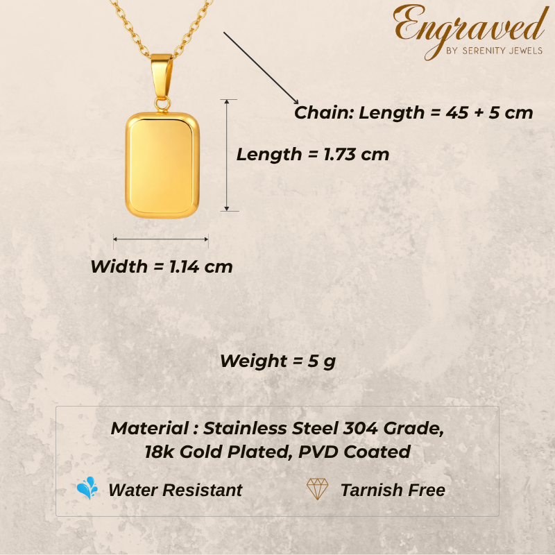 Small Rounded Square Pendant Necklace