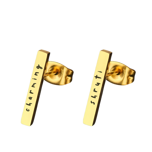 Eva Small Bar Stud Earrings (PAIR)