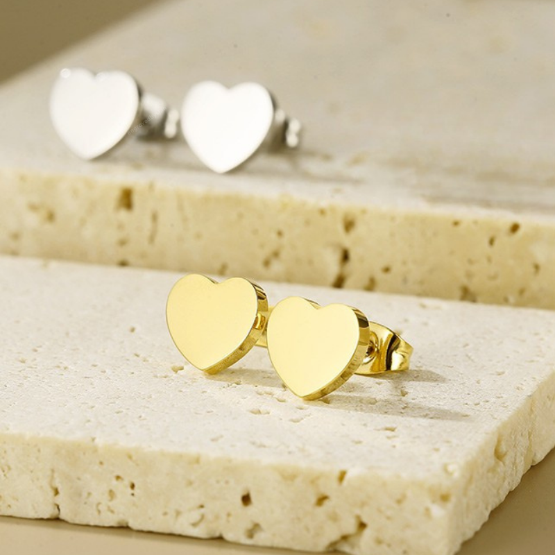 Eva Small Heart Stud Earrings (PAIR)