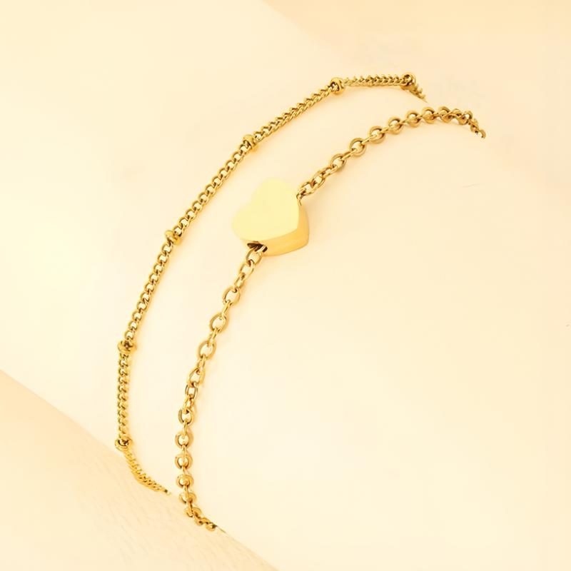 Layered Heart Chain Anklet