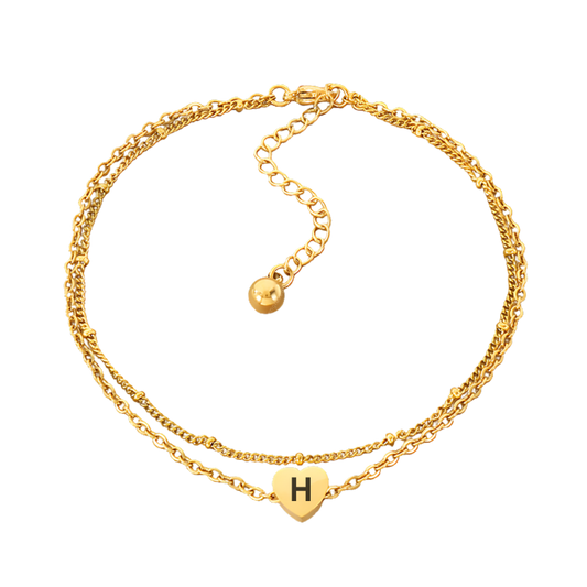 Layered Heart Chain Anklet