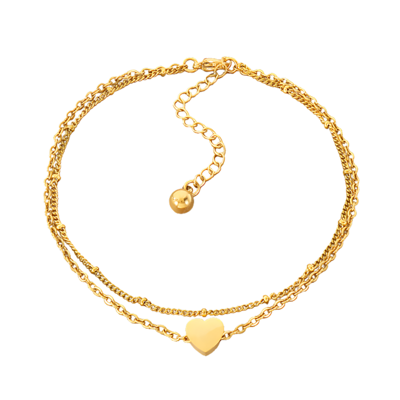 Layered Heart Chain Anklet