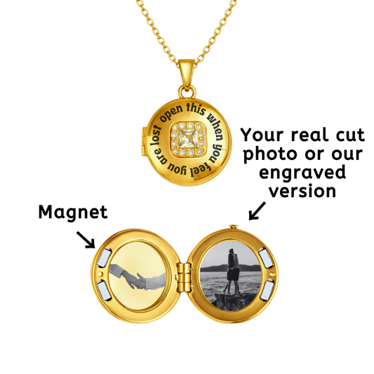 Mini Round Crystal Locket Necklace