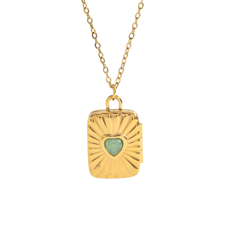 Solara Heart Square Locket Necklace