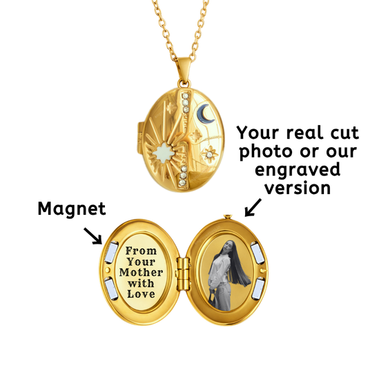 Sun & Moon Oval Locket Necklace