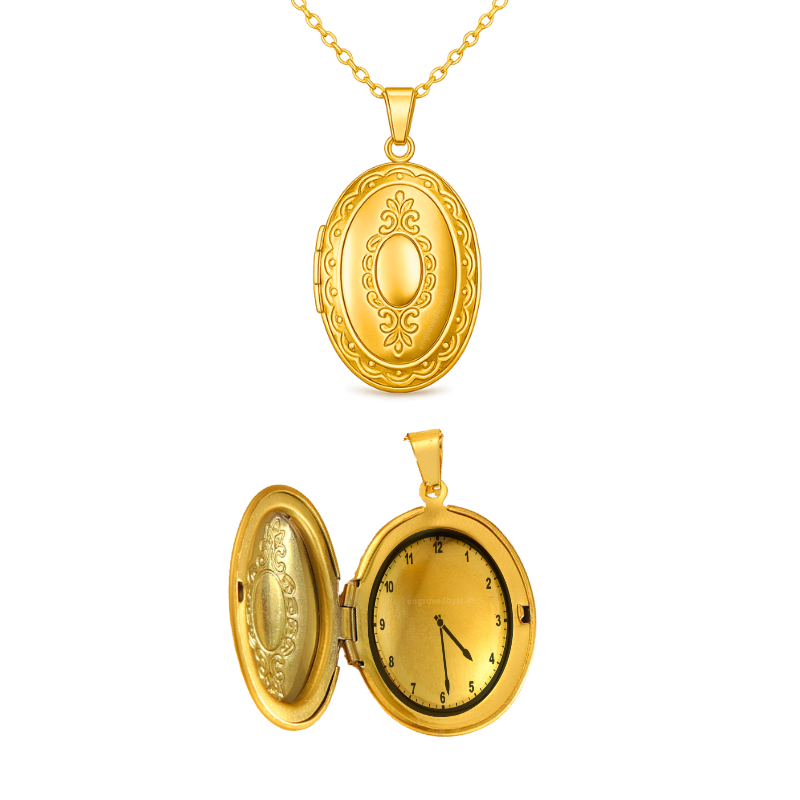 Vintage Mirror Oval Locket Necklace